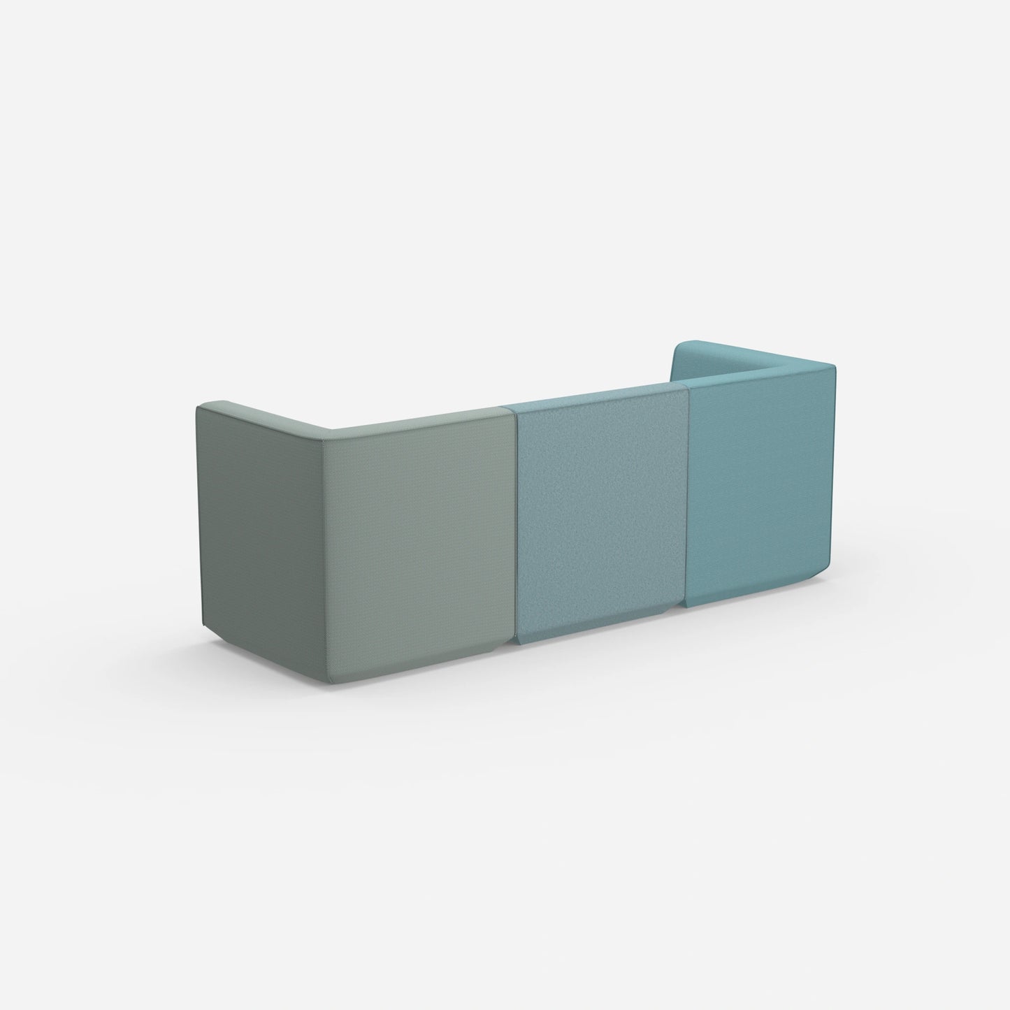 Sofa blue for 3 persons from behind