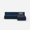 Sofa with chaise longue for 3 people from the front