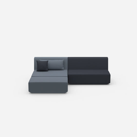 Sofa corner without armrest from the front