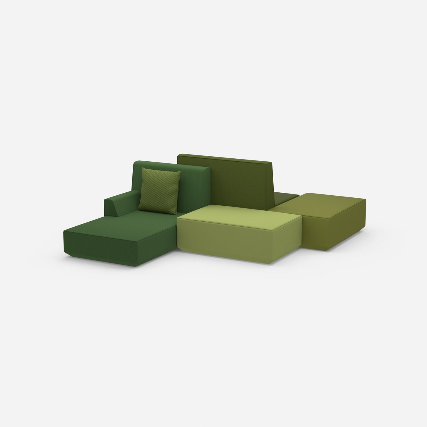 Sofa island for open-plan offices from the side