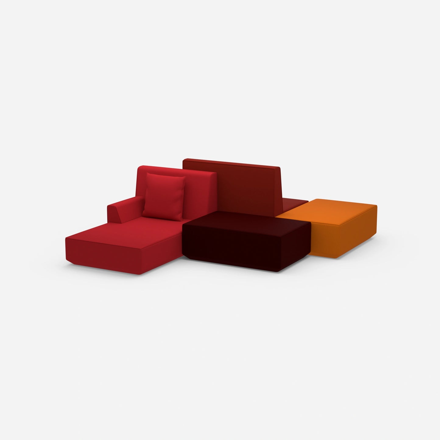 Sofa island for open-plan offices from the side