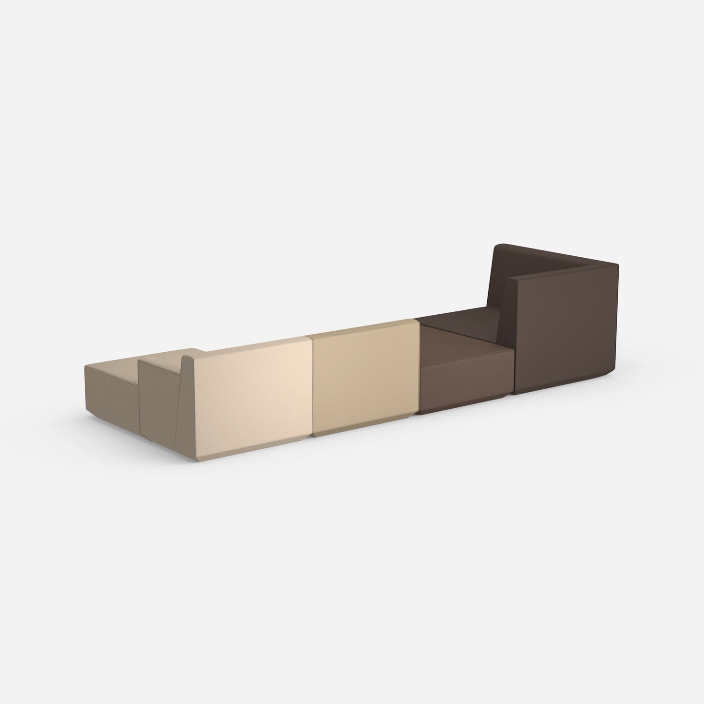 Sofa landscape in brown tones from behind