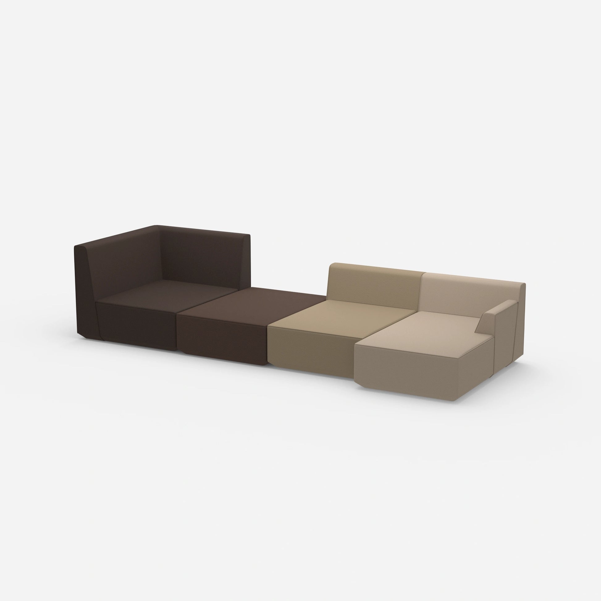 Sofa landscape in brown tones from the side