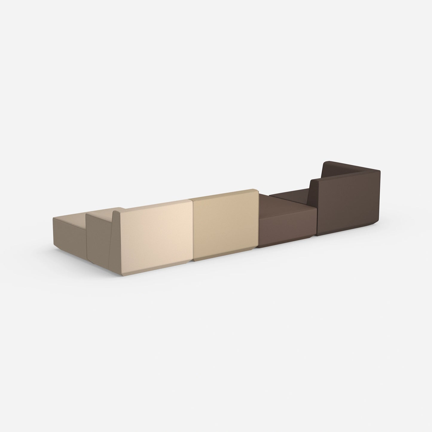 Sofa landscape in brown tones from behind