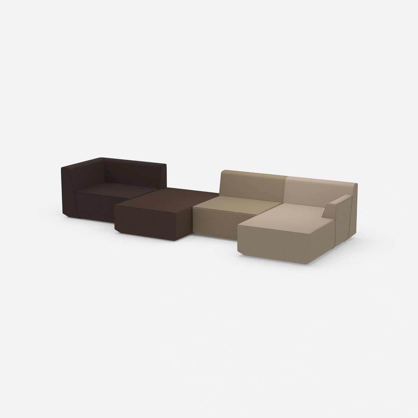 Sofa landscape in brown tones from the side