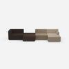 Sofa landscape in brown tones from the front
