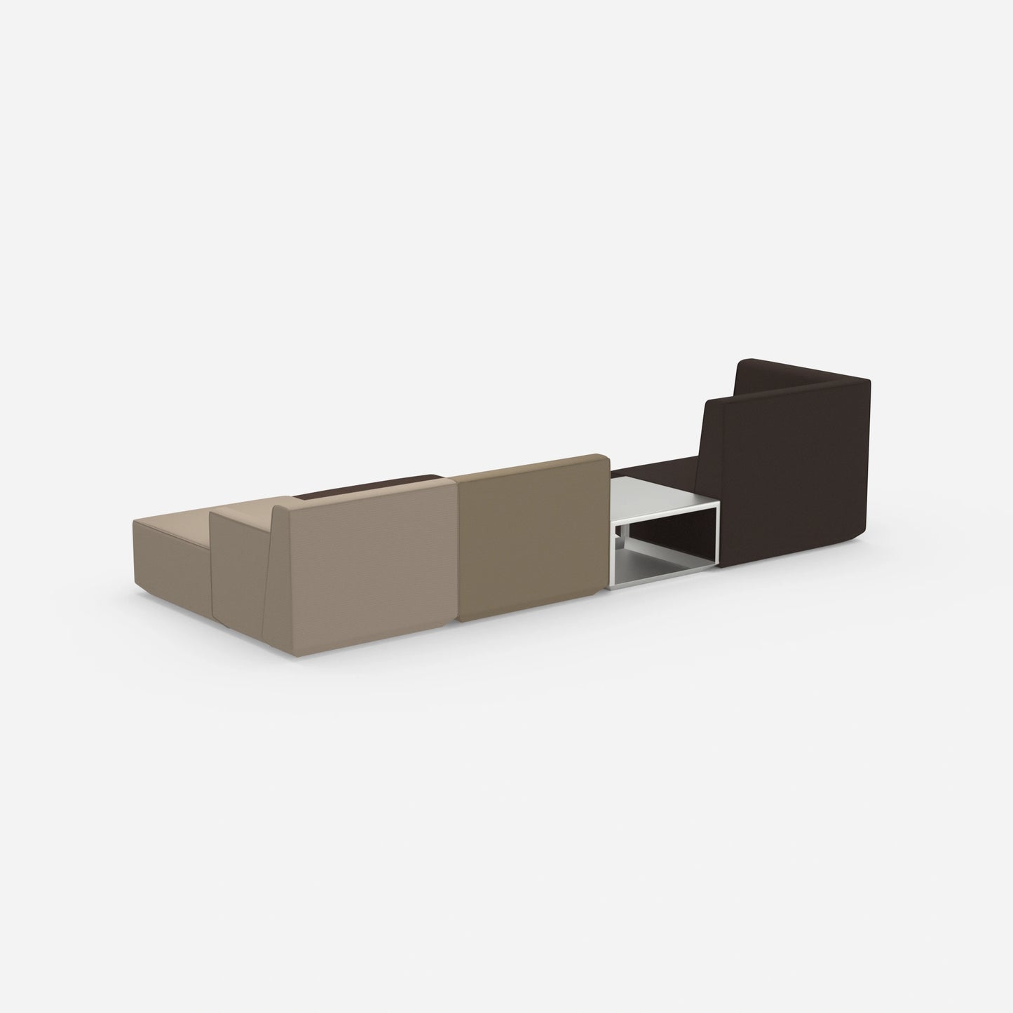 Sofa landscape in brown tones from behind
