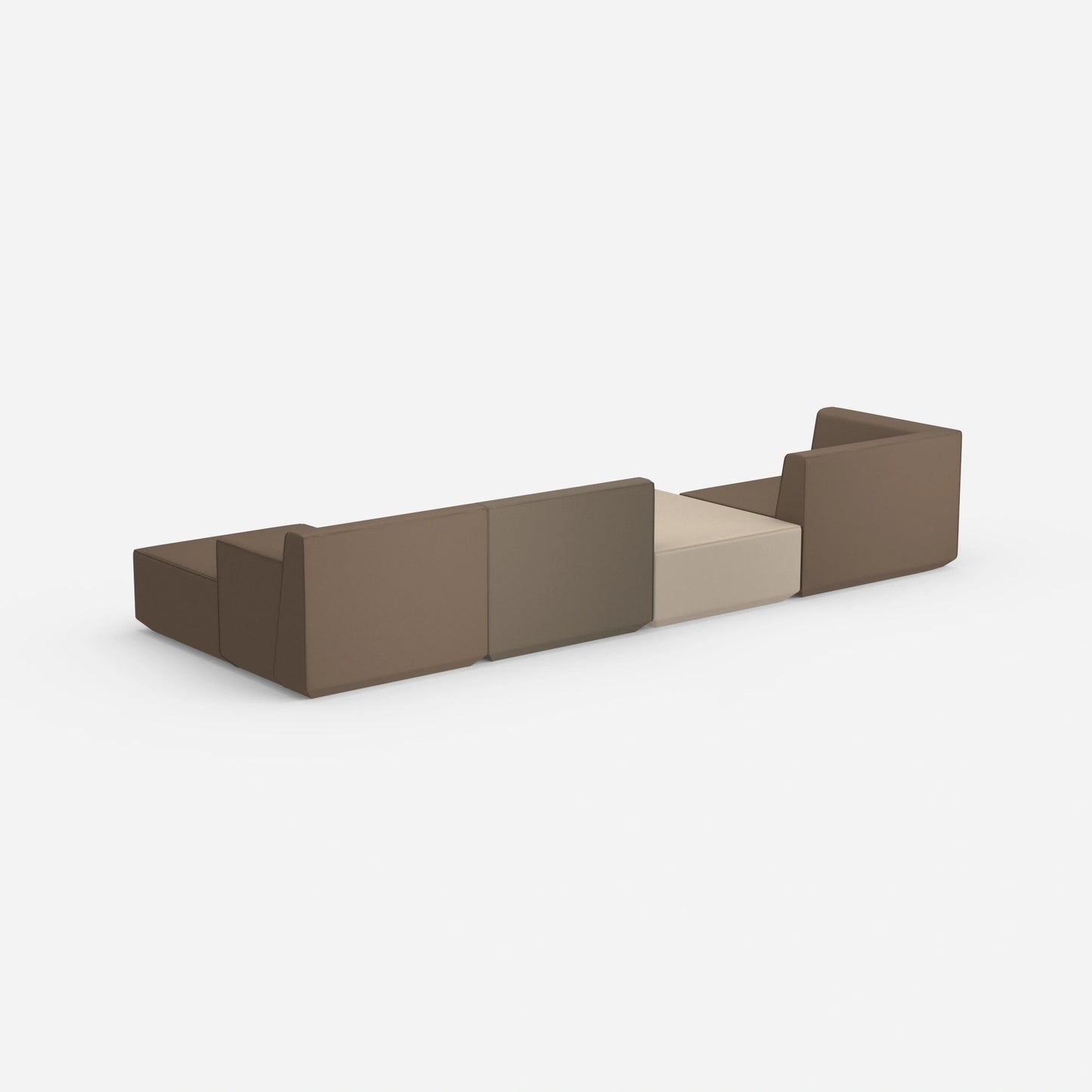 Sofa landscape in brown tones from behind