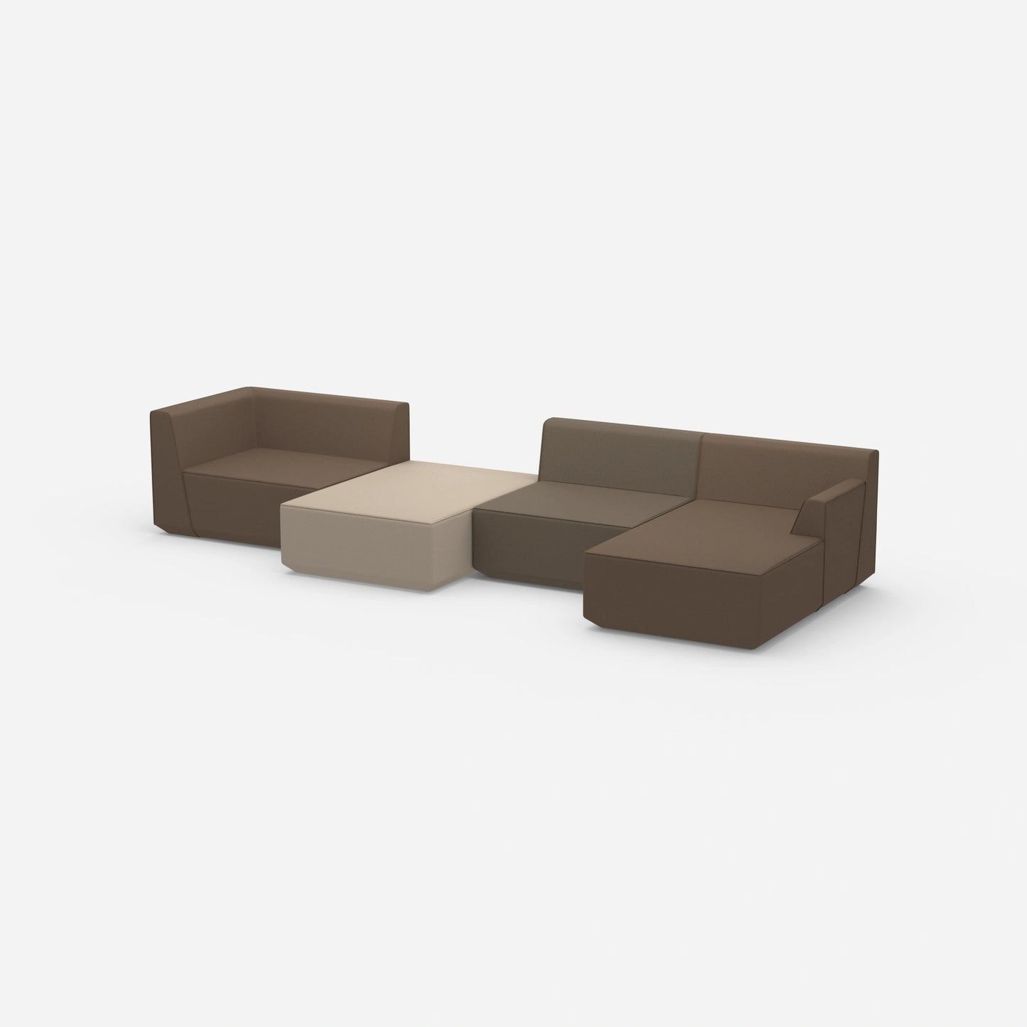 Sofa landscape in brown tones from the side