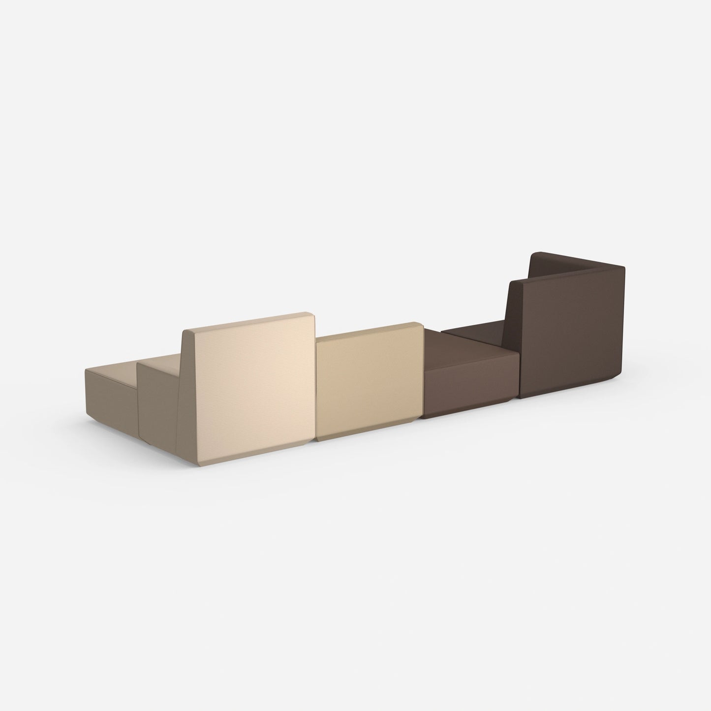 Sofa landscape in brown tones from behind