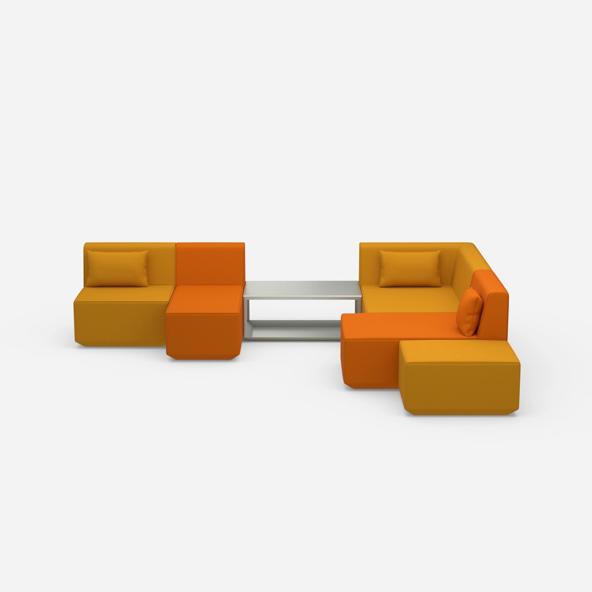 Sofa landscape with corner from the front