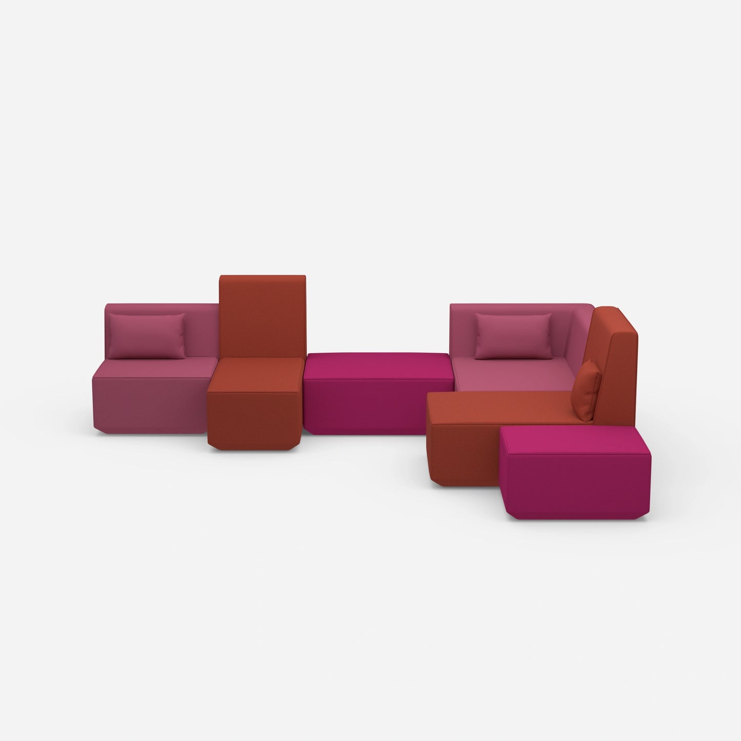 Sofa landscape with corner from the front
