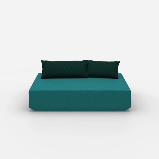 Turquoise pouf module from the front