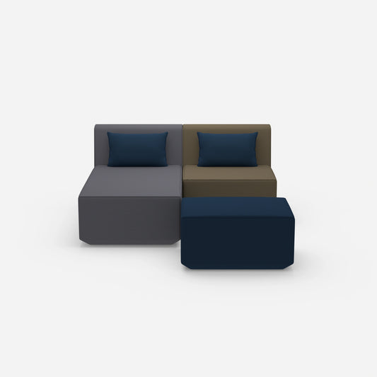 Two-seater modular sofa with front function