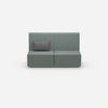 Two-seater modular sofa without armrests from the front
