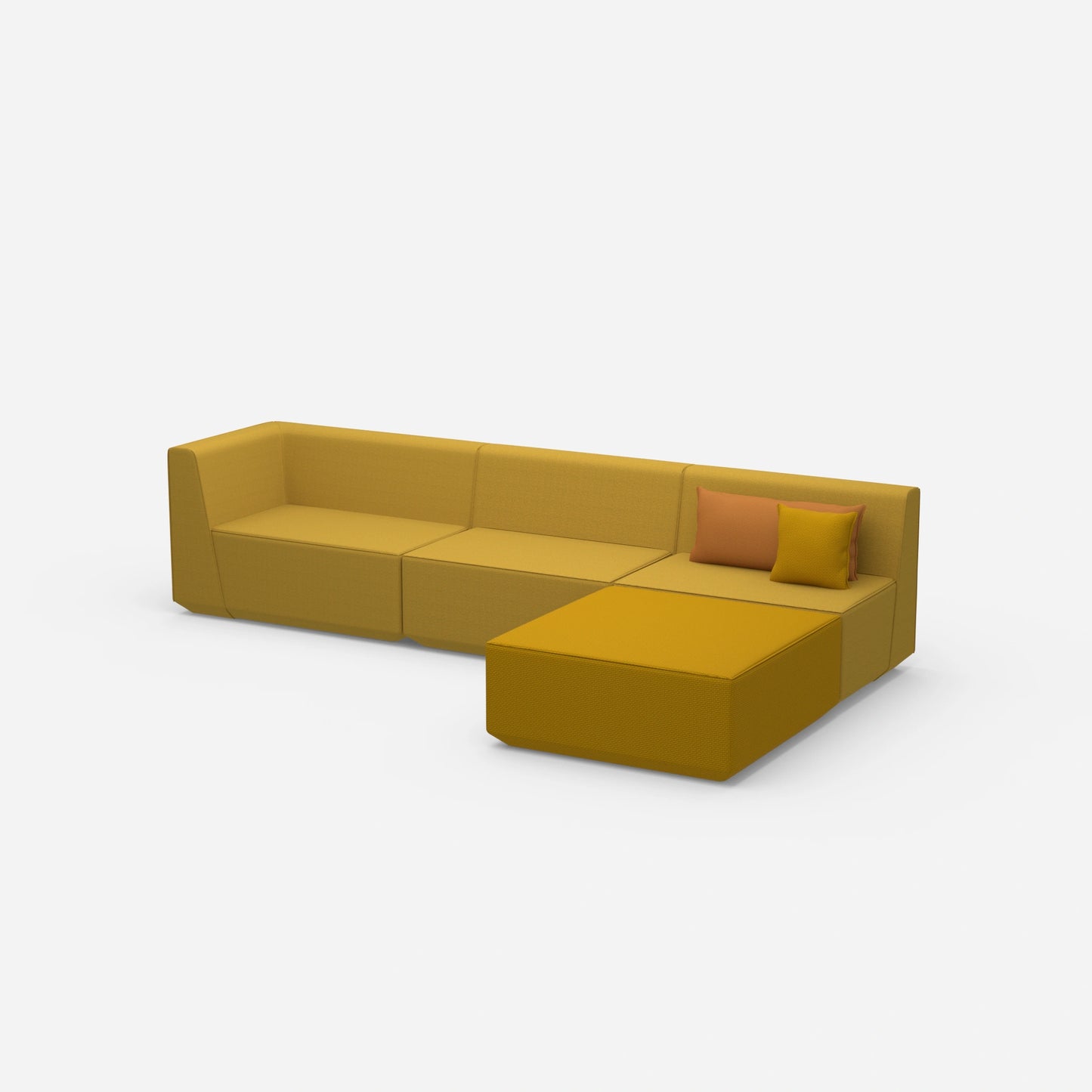 Canapé d'angle jaune de côté
