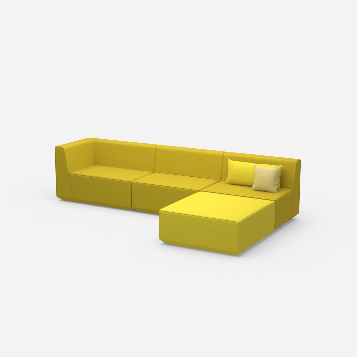Canapé d'angle jaune de côté
