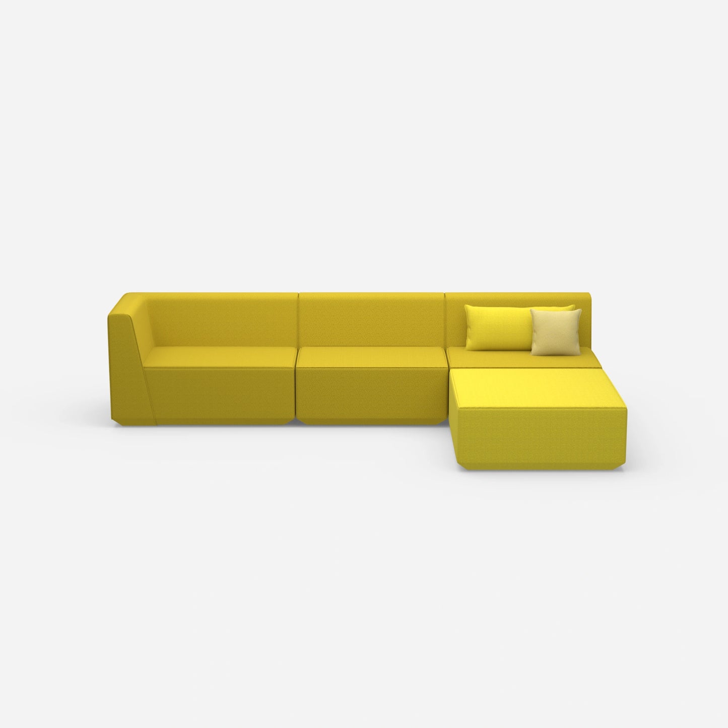 Canapé d'angle jaune vu de face