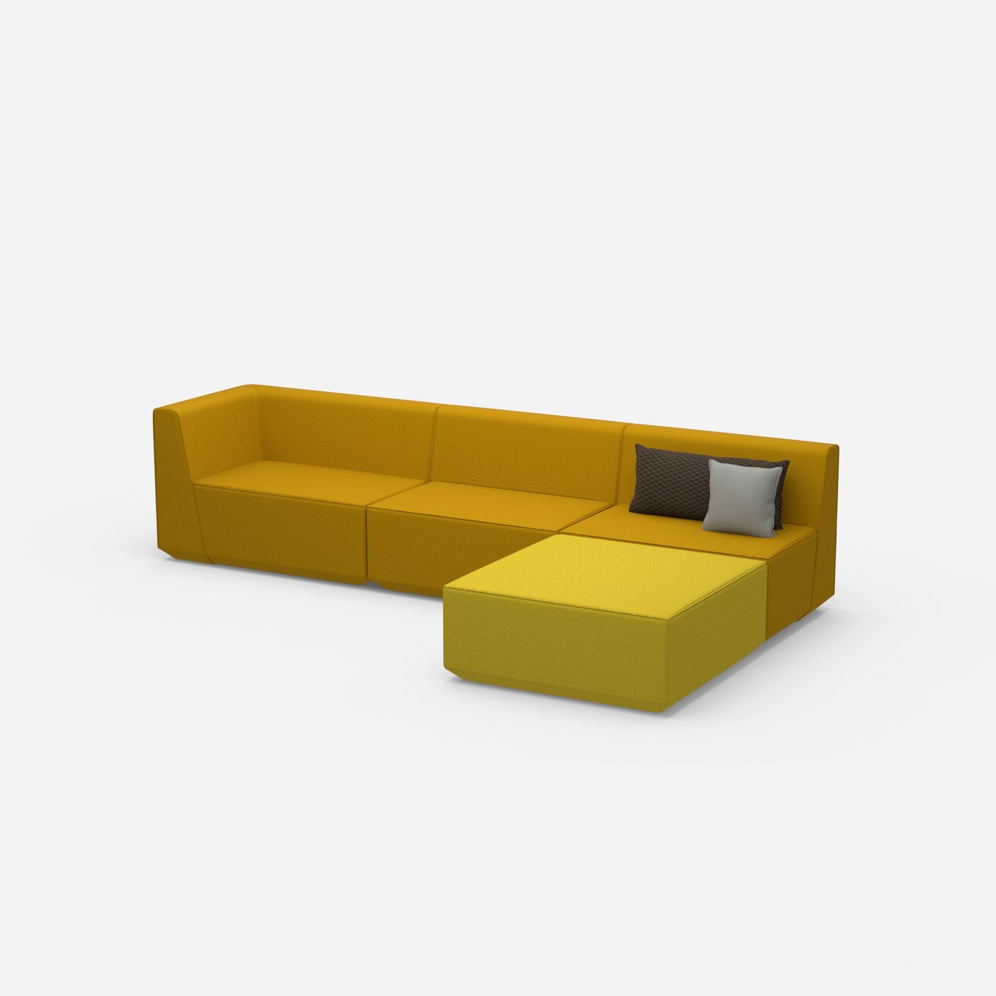 Canapé d'angle jaune de côté