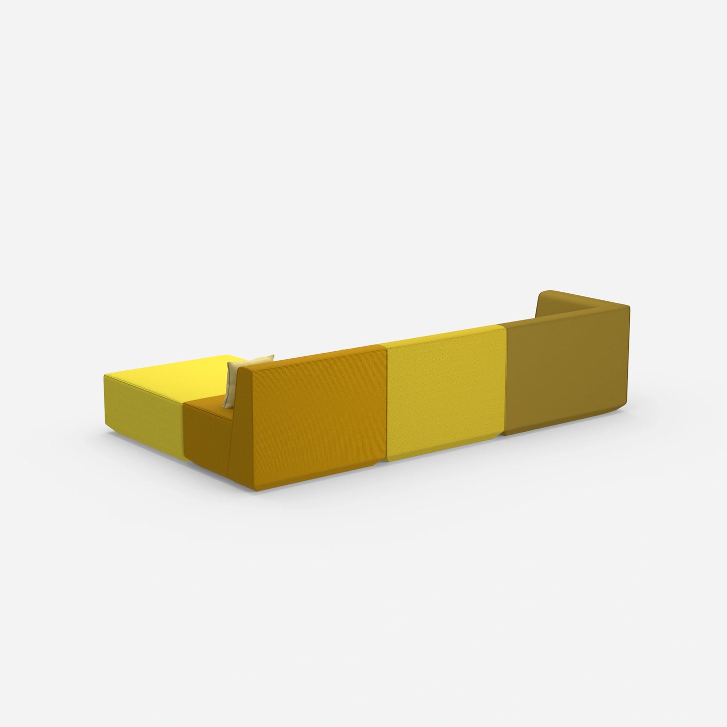 Canapé d'angle jaune de dos