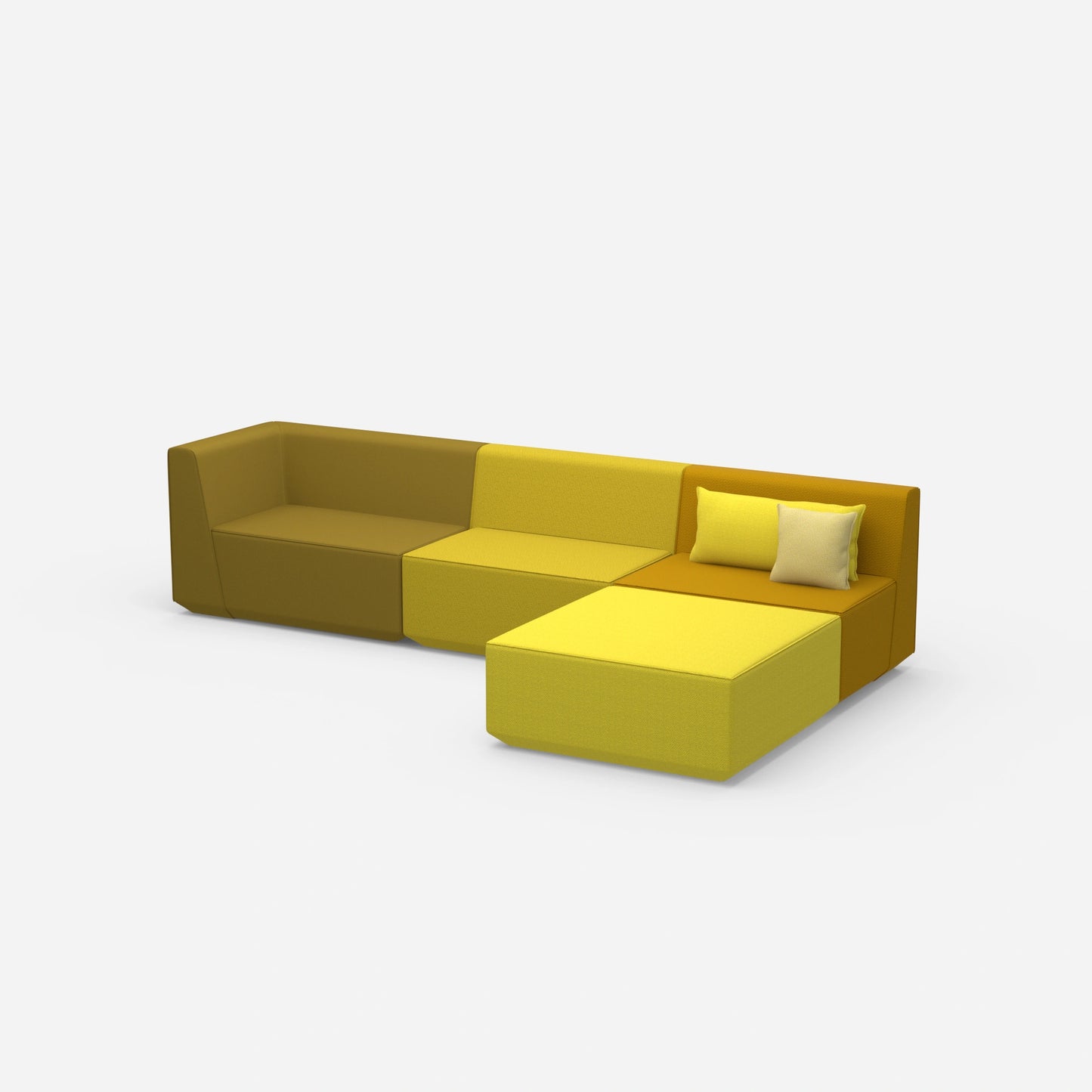 Canapé d'angle jaune de côté
