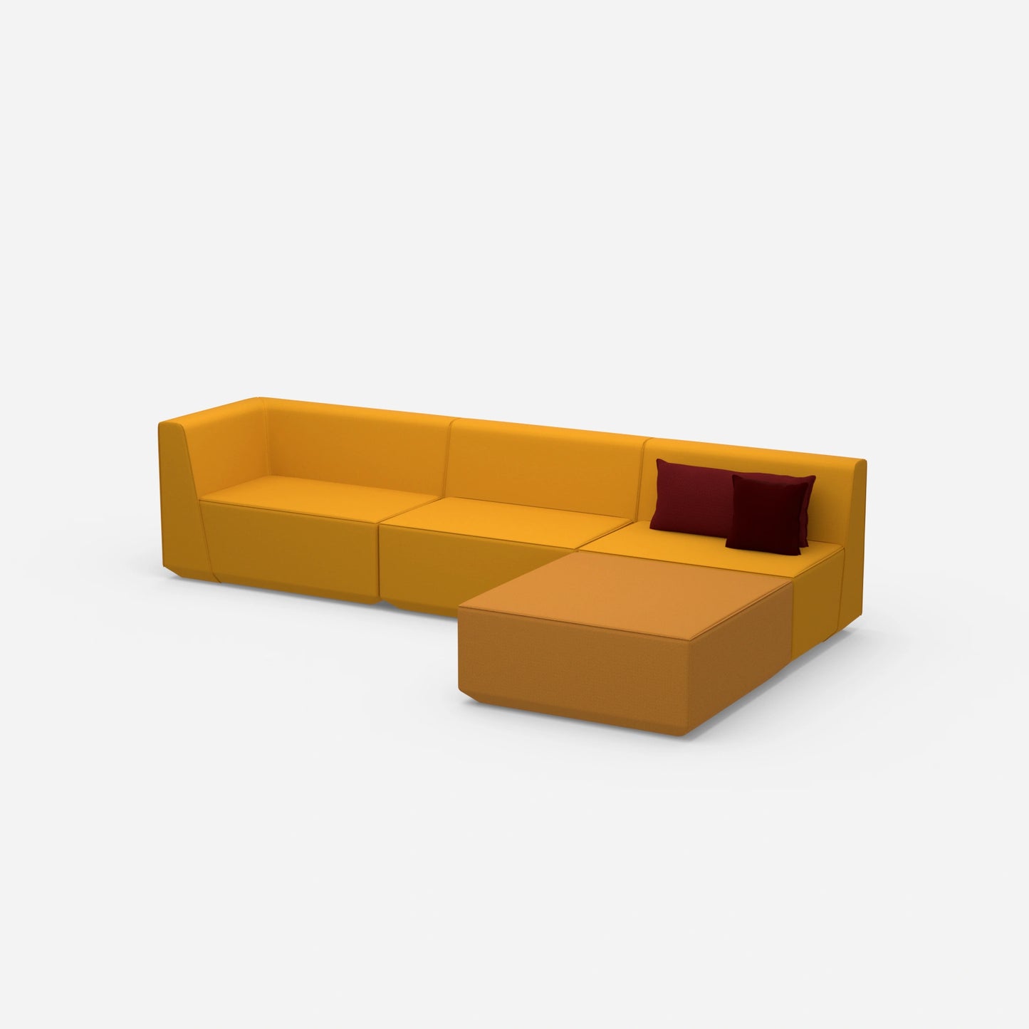 Canapé d'angle jaune de côté