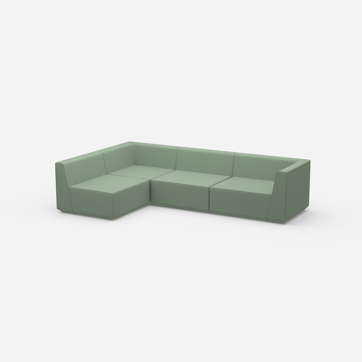 Canapé d'angle en vert vu de côté