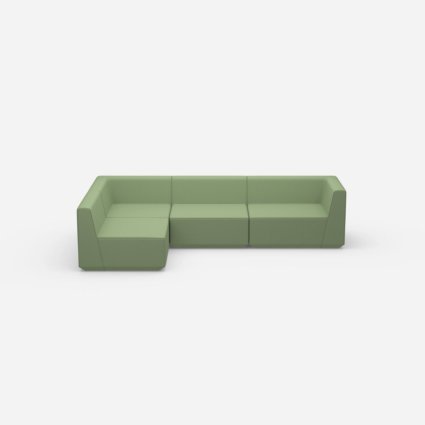 Canapé d'angle en vert de face