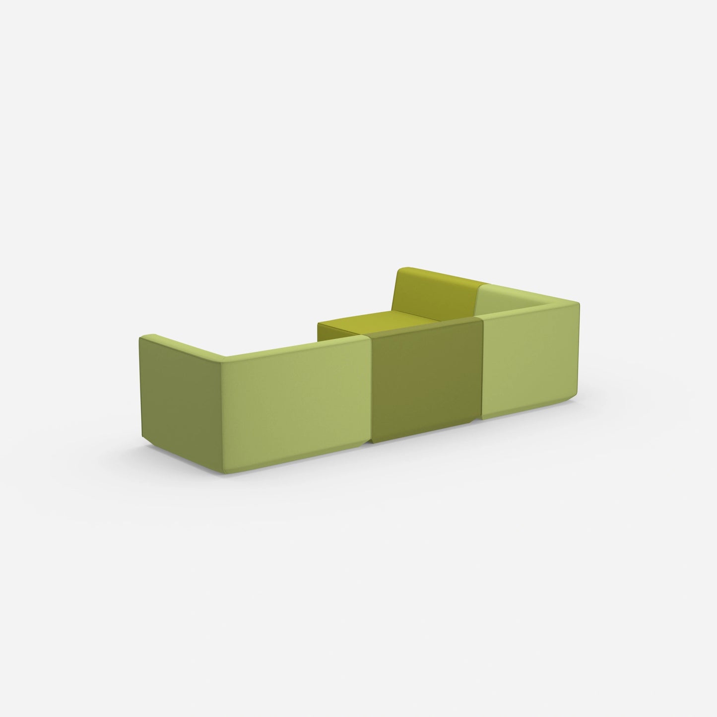 Canapé d'angle en vert de dos