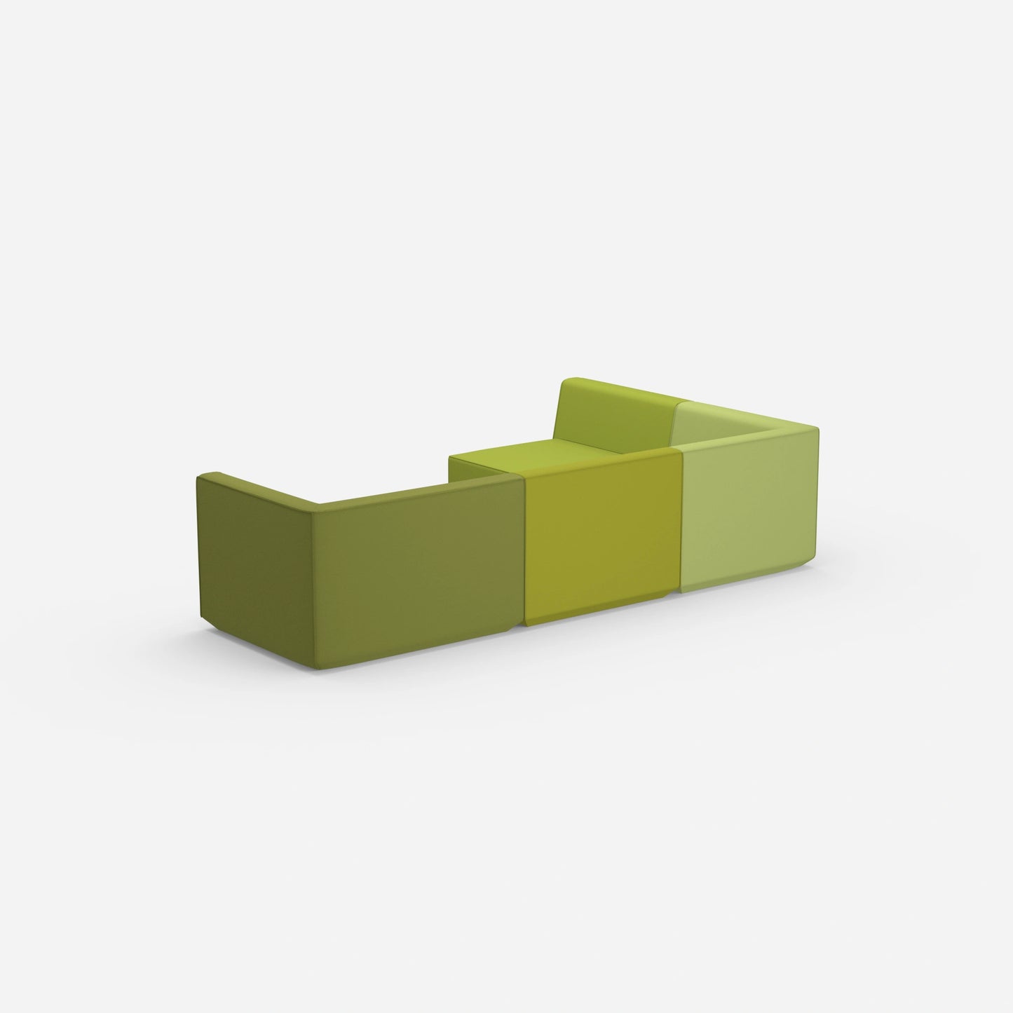 Canapé d'angle en vert de dos
