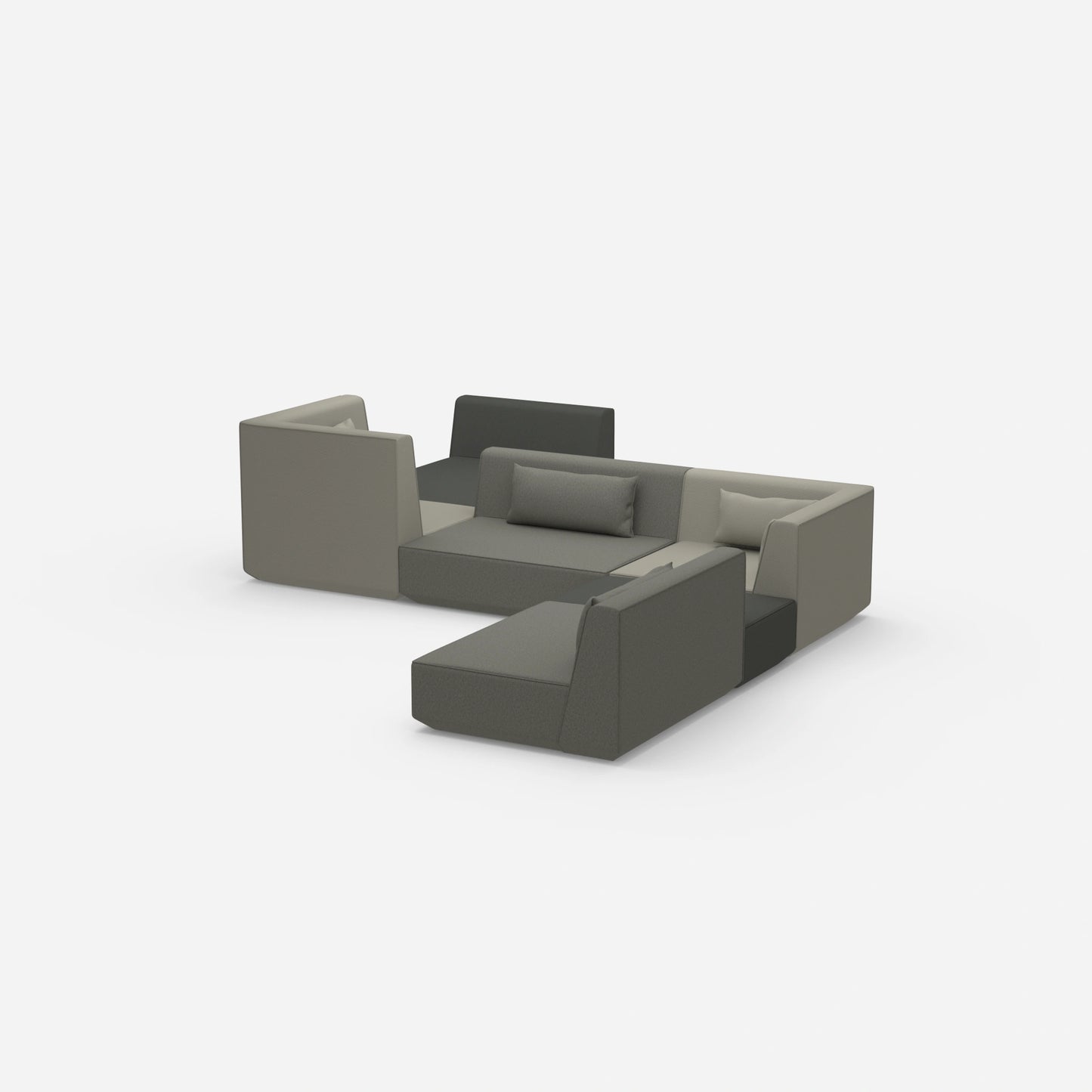 Canapé modulaire spacieux pour les grands espaces vus de côté