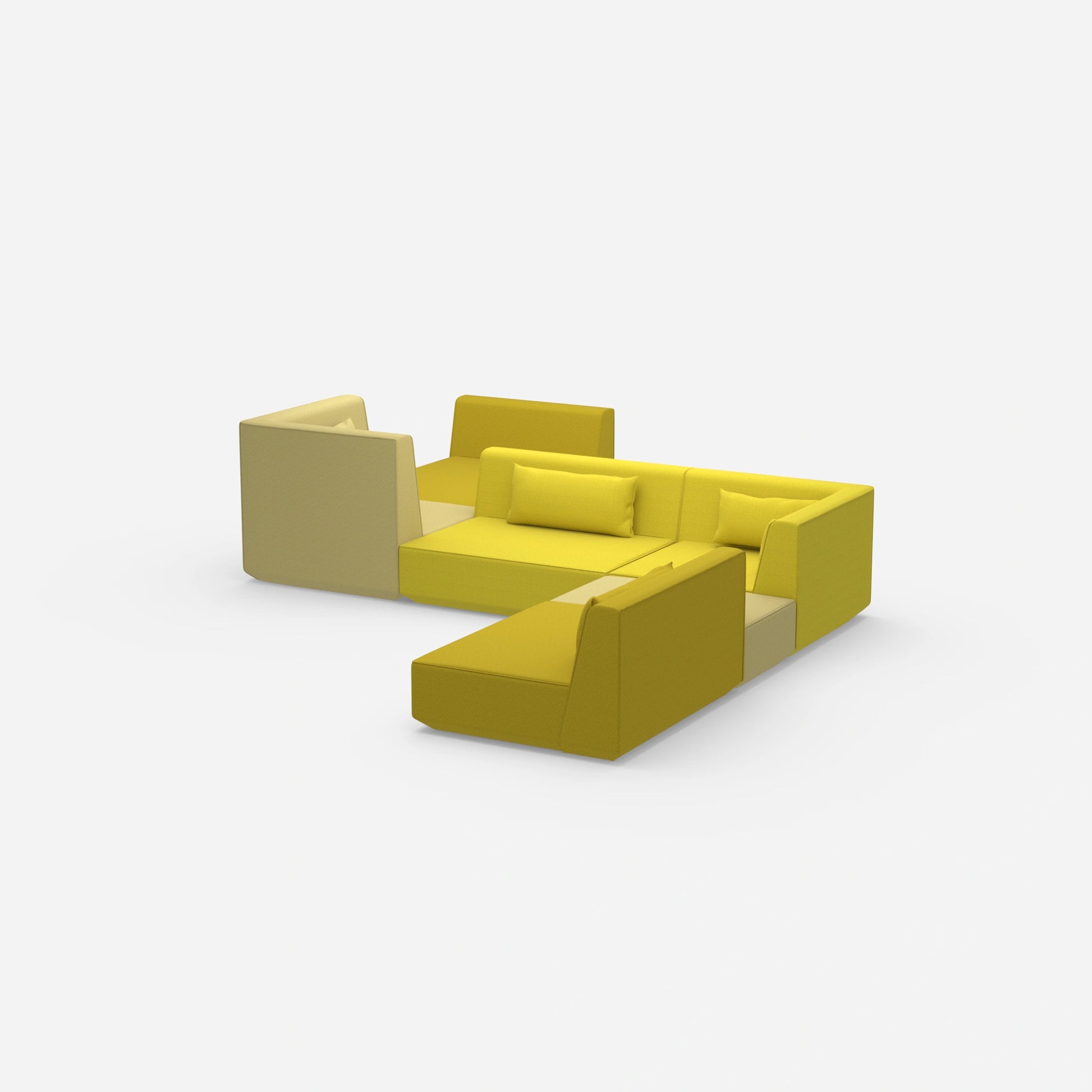 Canapé modulaire spacieux pour les grands espaces vus de côté