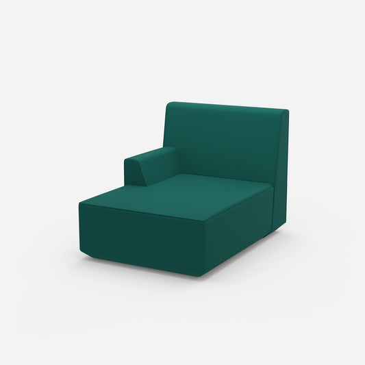 Chaise longue verte de 100 cm de large sur le côté