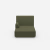 Chaise longue verte vue de face