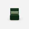 Fauteuil vert vu de face