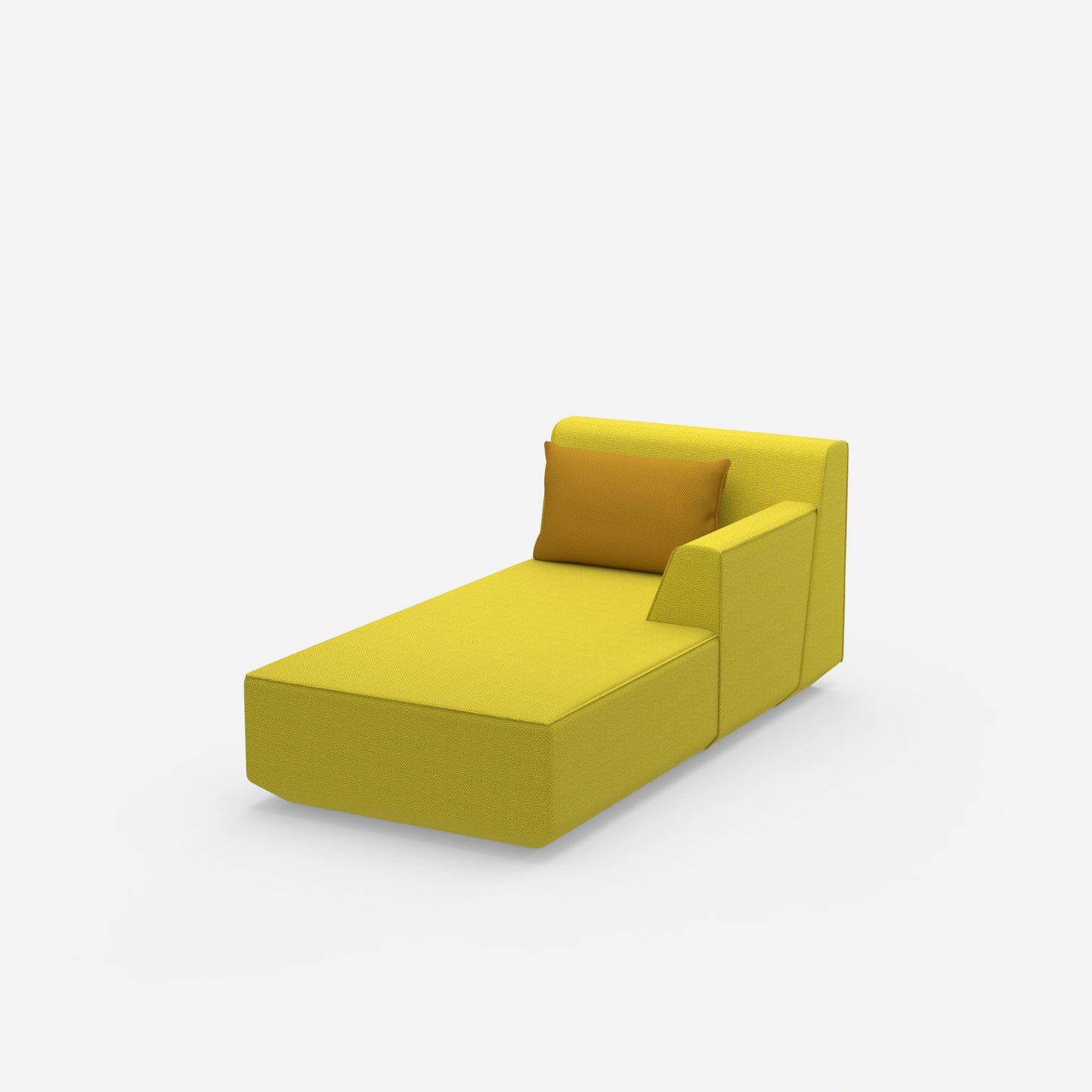 Recamière moderne en jaune vue de côté