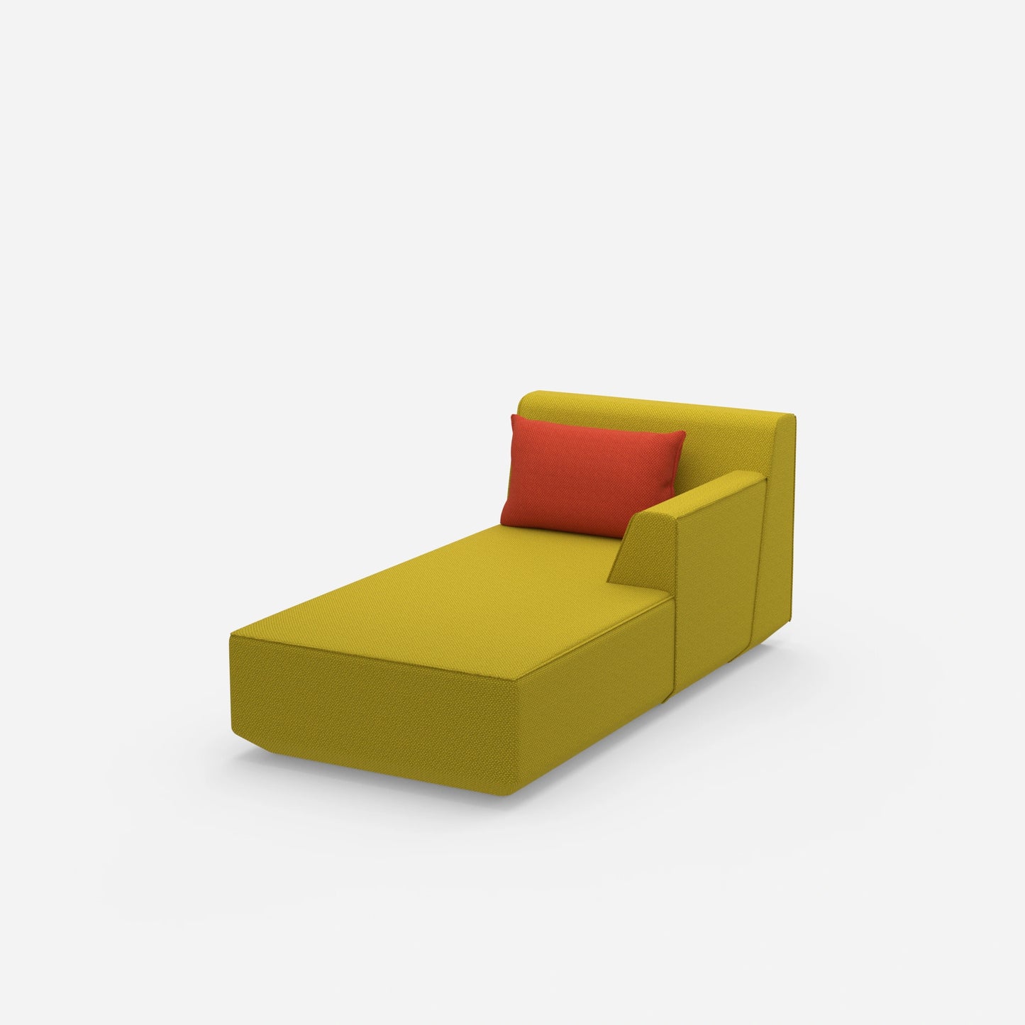 Recamière moderne en jaune vue de côté