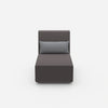 Fauteuil moderne à assise longue avec dossier haut vu de face