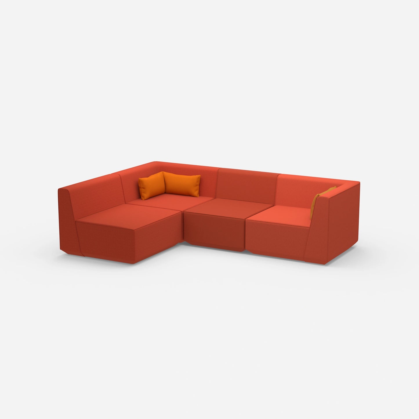 Canapé modulable paysage orange vu de côté