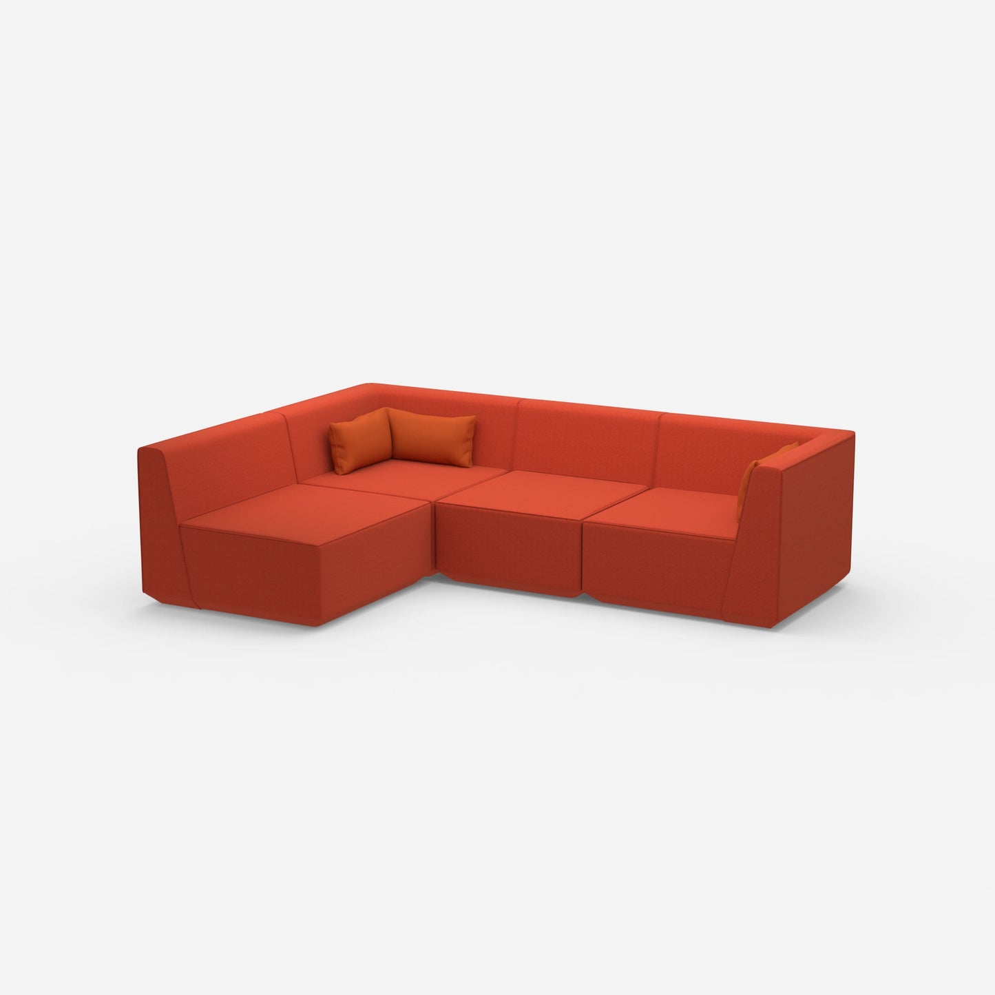 Canapé modulable paysage orange vu de côté