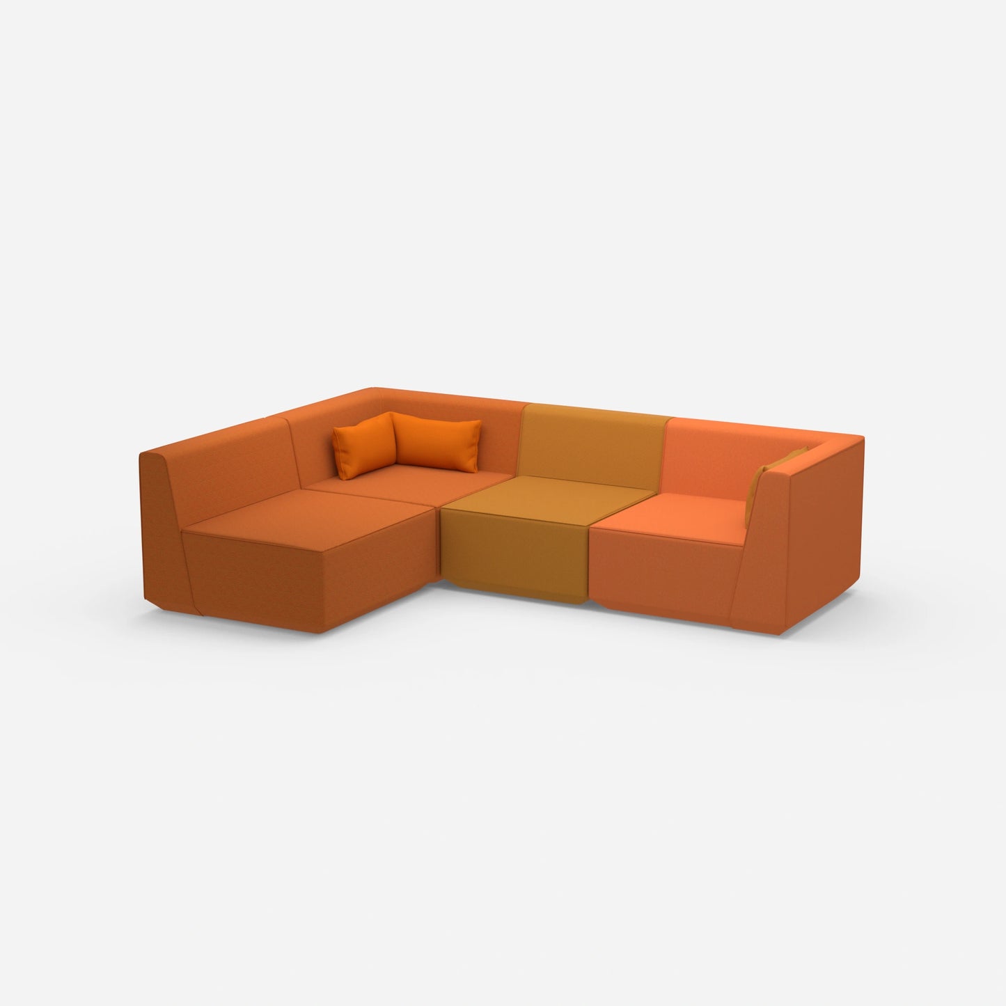 Canapé modulable paysage orange vu de côté