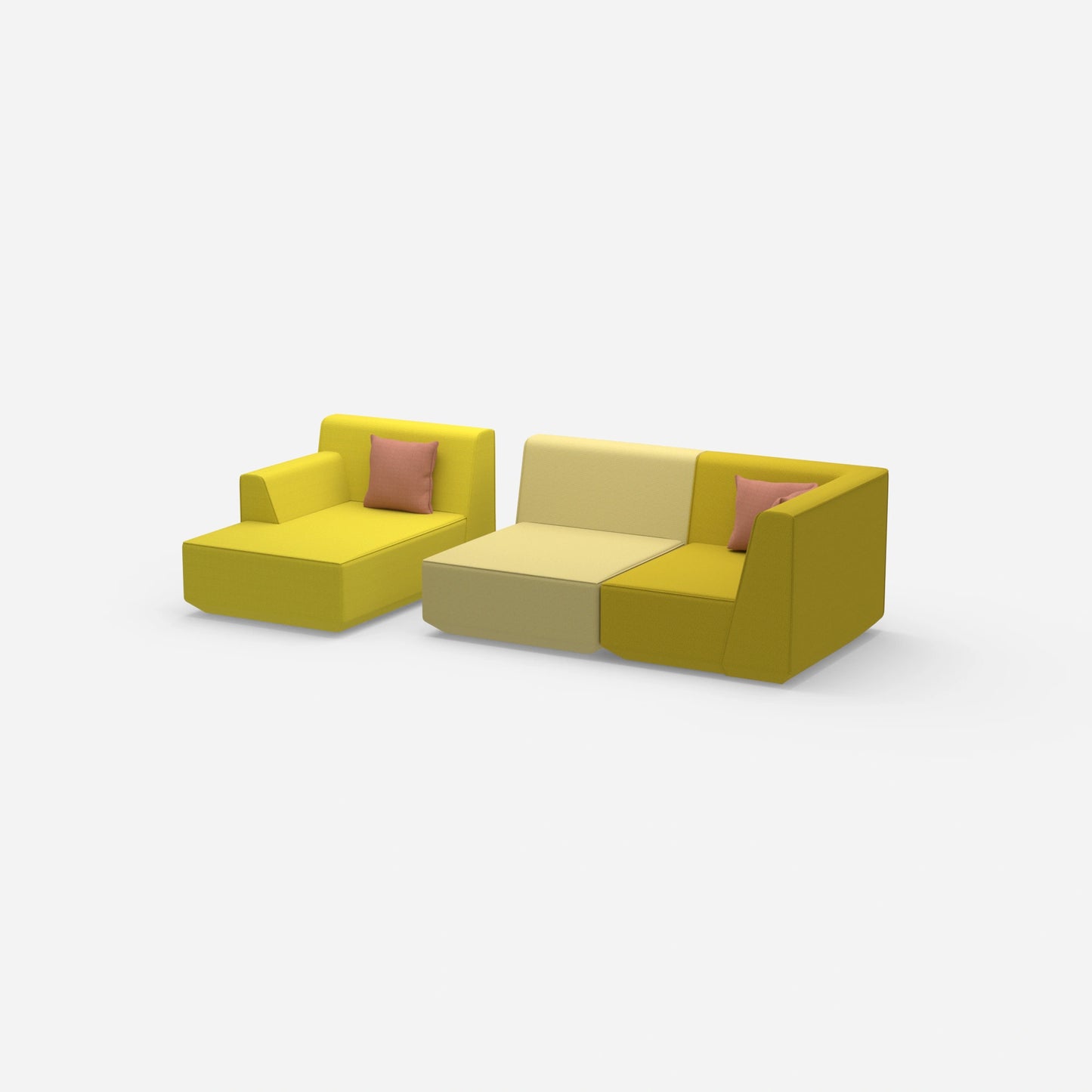 Canapé modulable pour 2 avec ottomane de côté