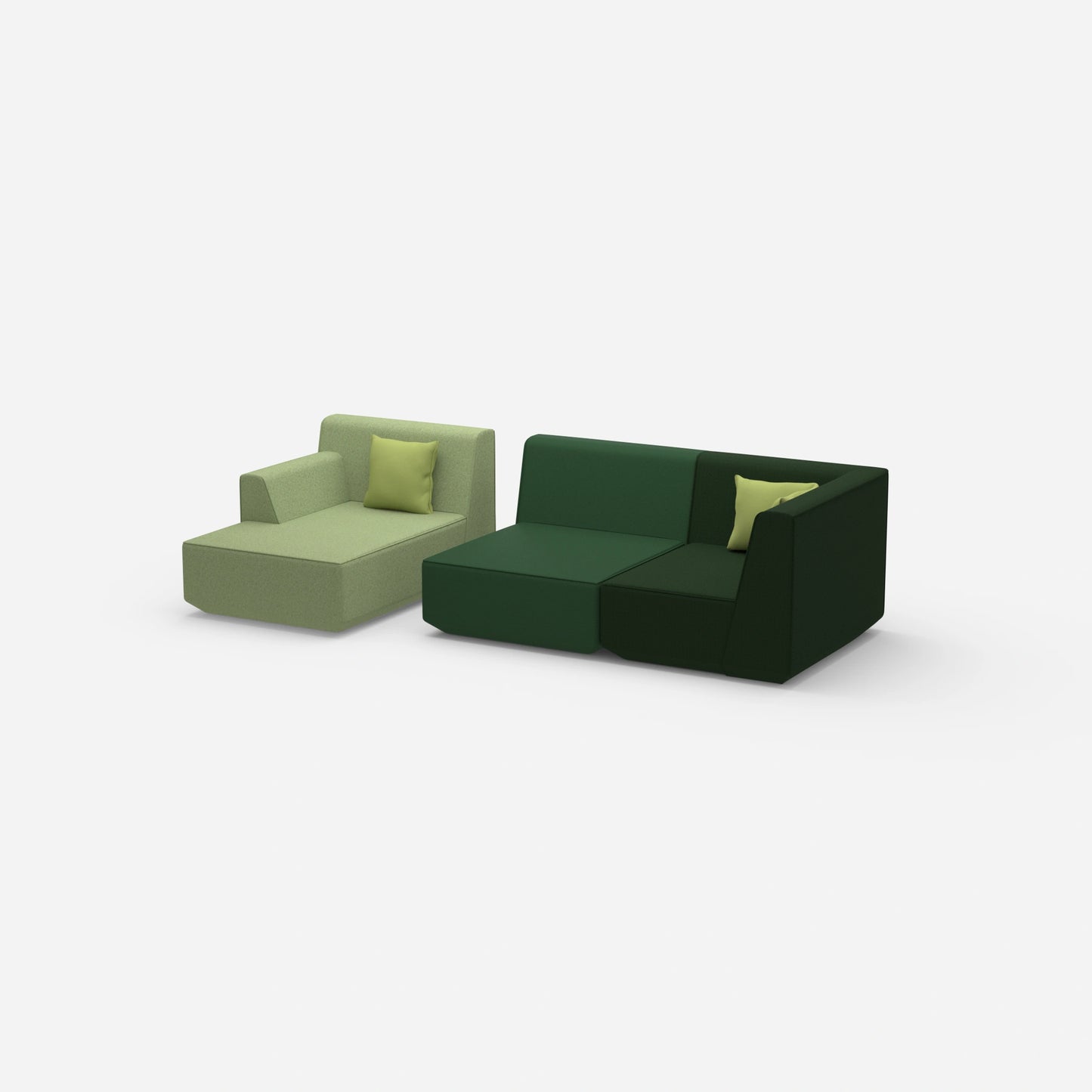 Canapé modulable pour 2 avec ottomane de côté
