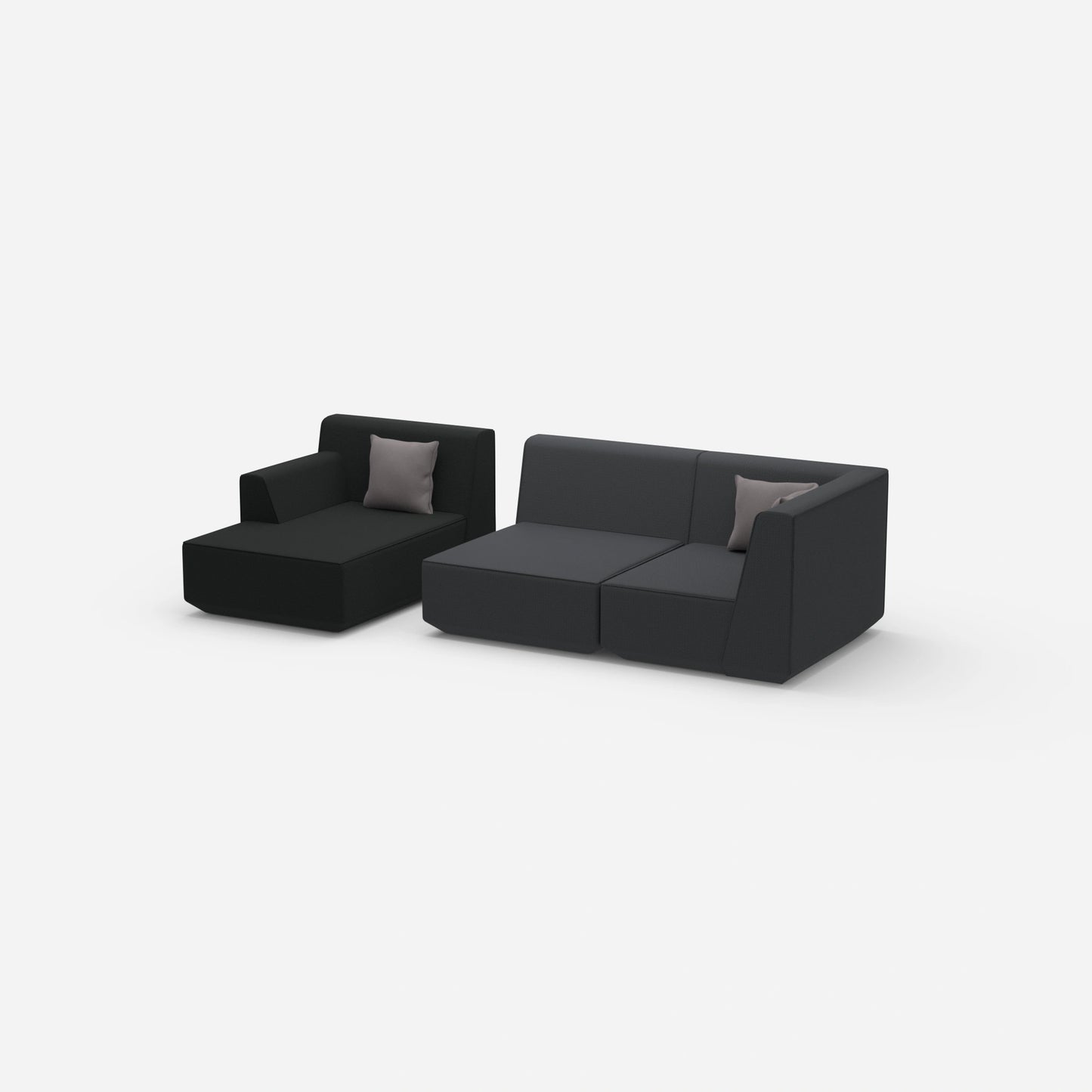 Canapé modulable pour 2 avec ottomane de côté
