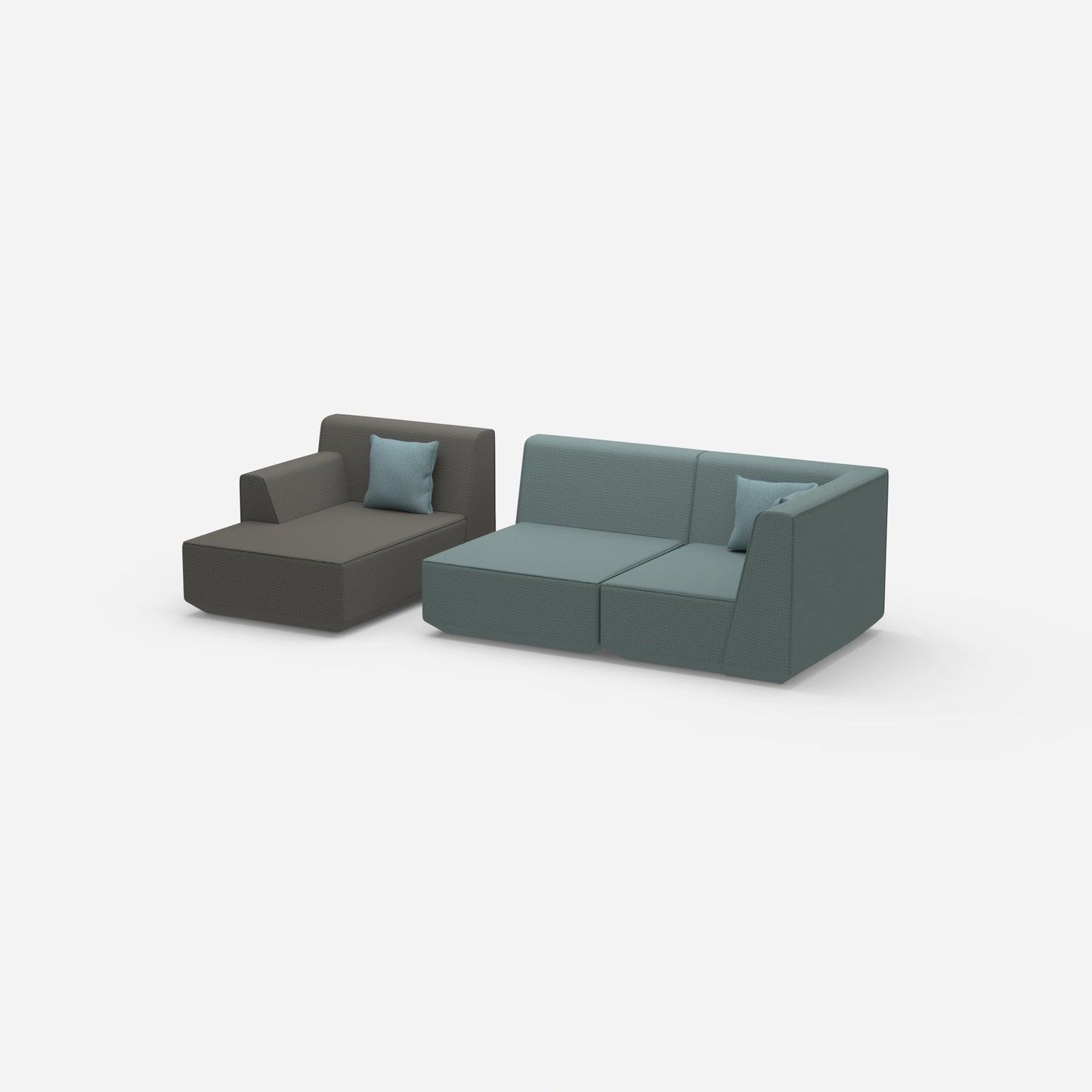 Canapé modulable pour 2 avec ottomane de côté