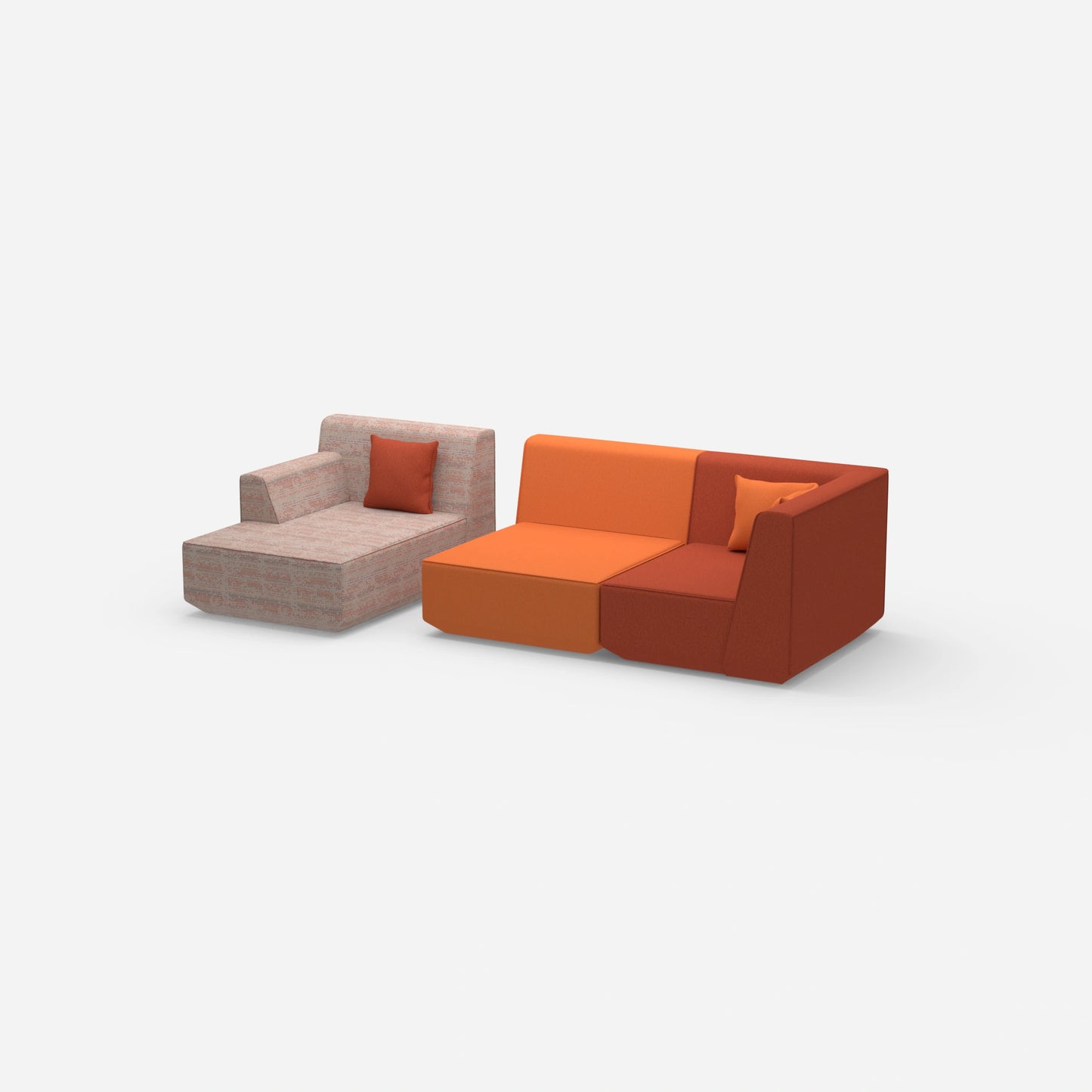 Canapé modulable pour 2 avec ottomane de côté