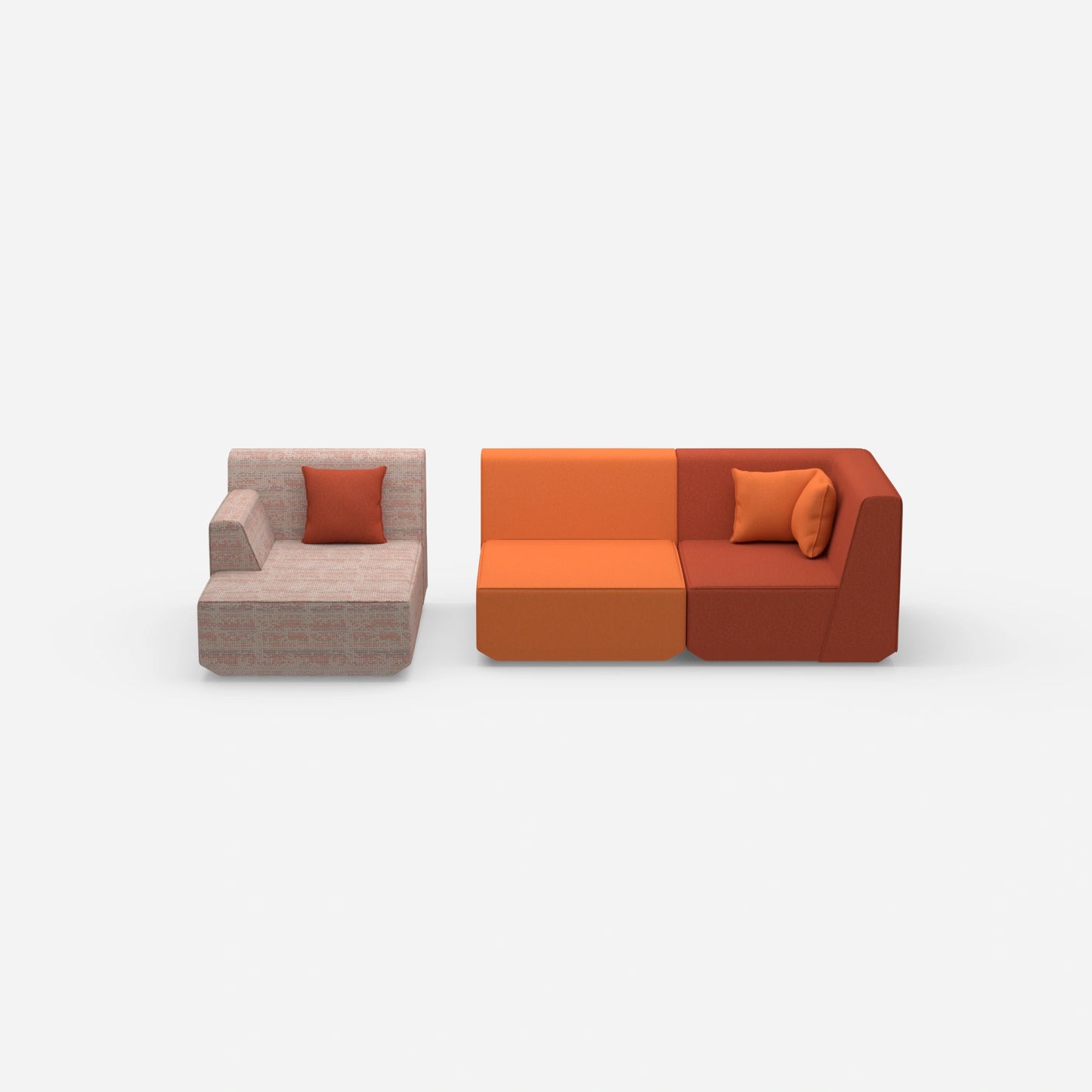 Canapé modulable pour 2 personnes avec pouf de face