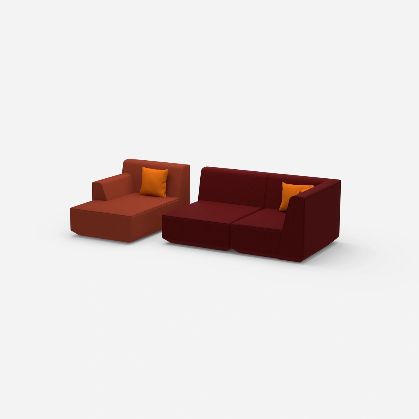 Canapé modulable pour 2 avec ottomane de côté