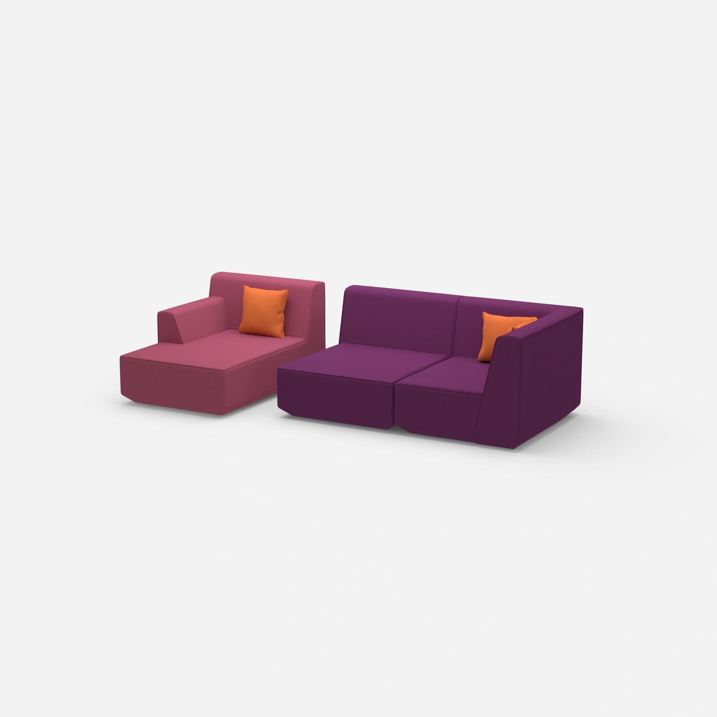 Canapé modulable pour 2 avec ottomane de côté