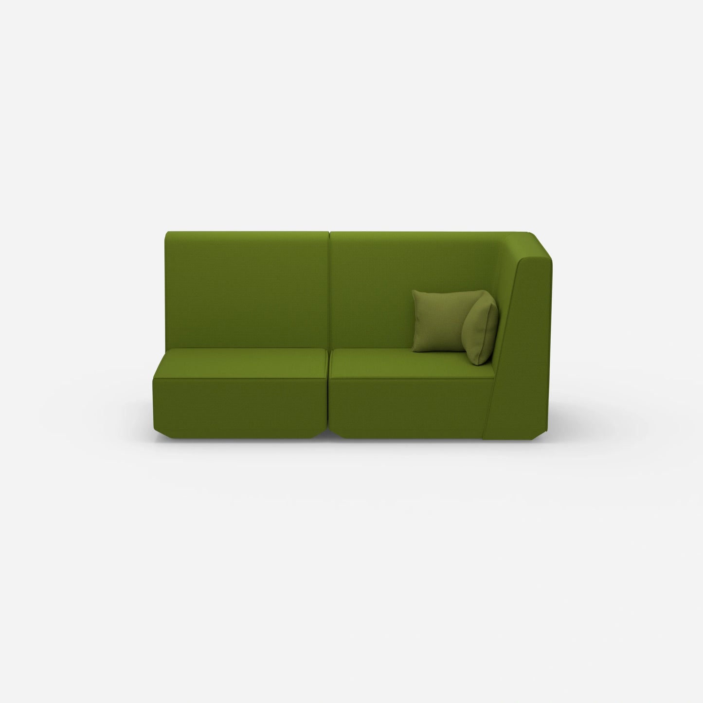 Canapé modulable vert avec dossier haut vu de face